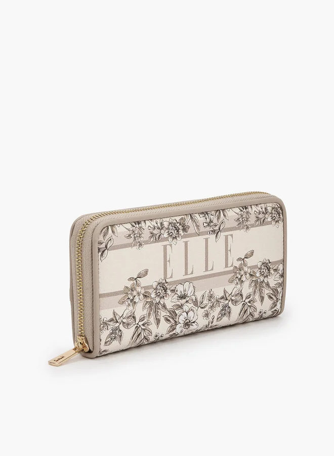ايل Floral Print Wallet With Zip Closure
